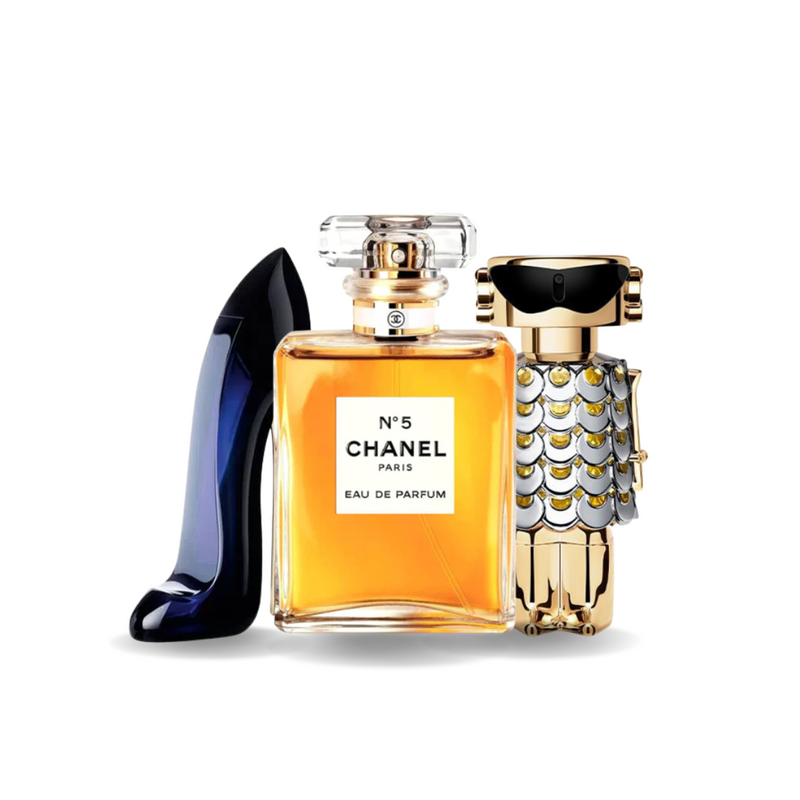 Pachet promoțional 3 parfumuri Carolina Herrera GOOD GIRL, Chanel Nº5 și Paco Rabanne FAME